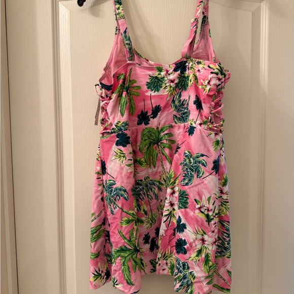 Torrid Pink Floral Swim Dress - Picture 2 of 4
